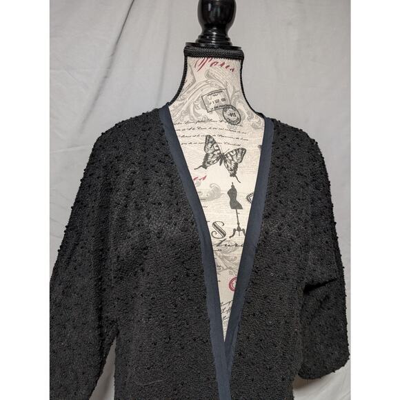 Apt. 9 Women's Black Sweater Cardigan Sequins Nubby Knit‎ Mesh Strip Size 0X - Picture 2 of 8
